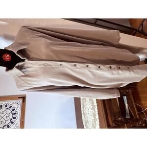 2XL Beige Waffle Knit Button Up Shacket Oversized Lightweight Cardigan Boho